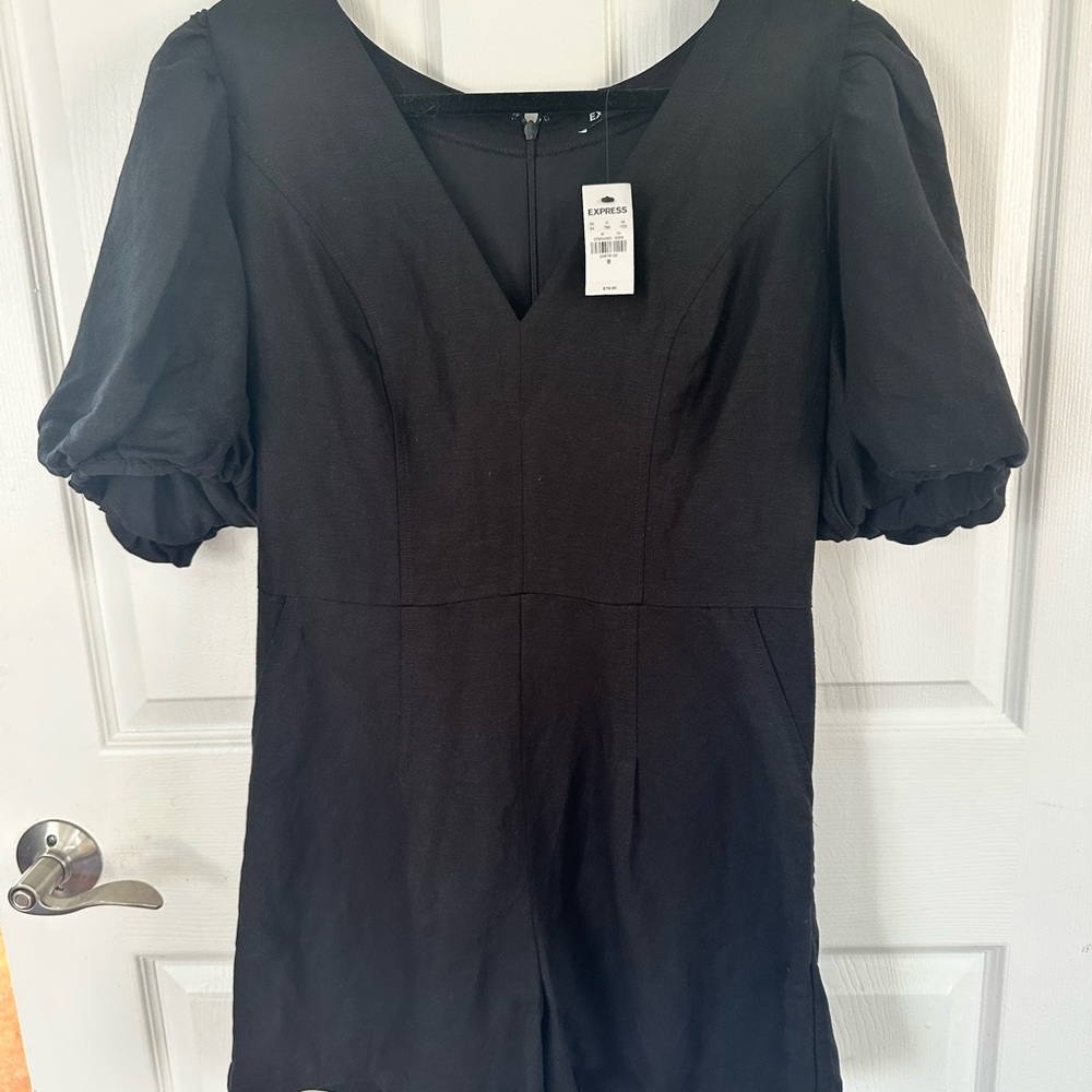 Black Puff Sleeve Romper